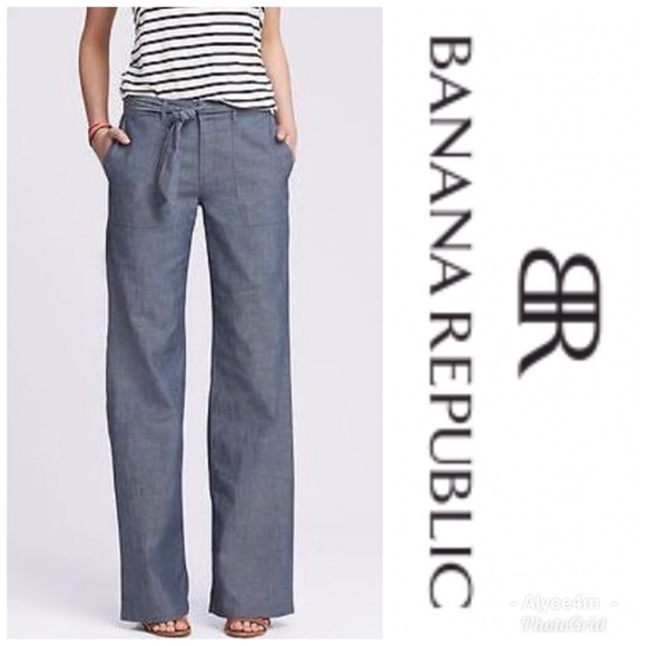 Chambray Wide Leg Pants Shop, 58% OFF 